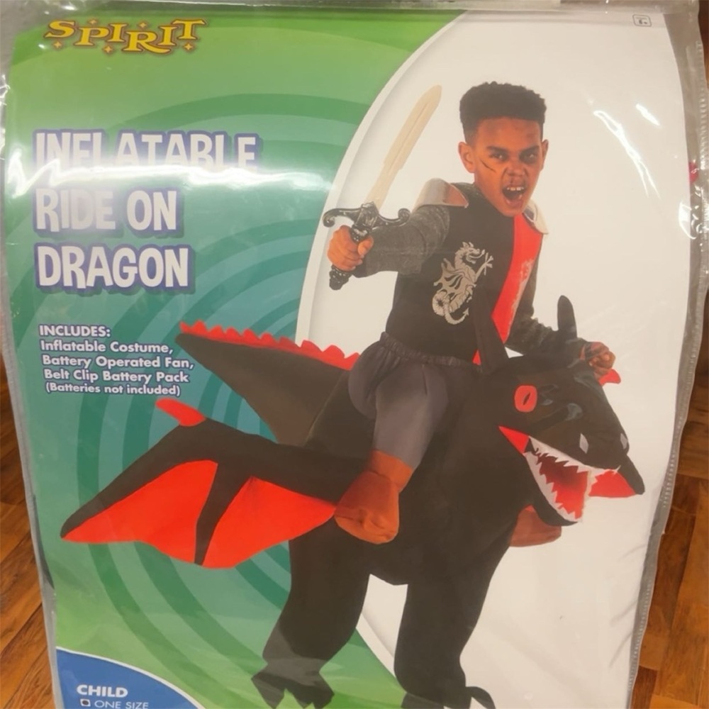 Spirit Kids Inflatable Ride-On Dragon Costume - Black and Red